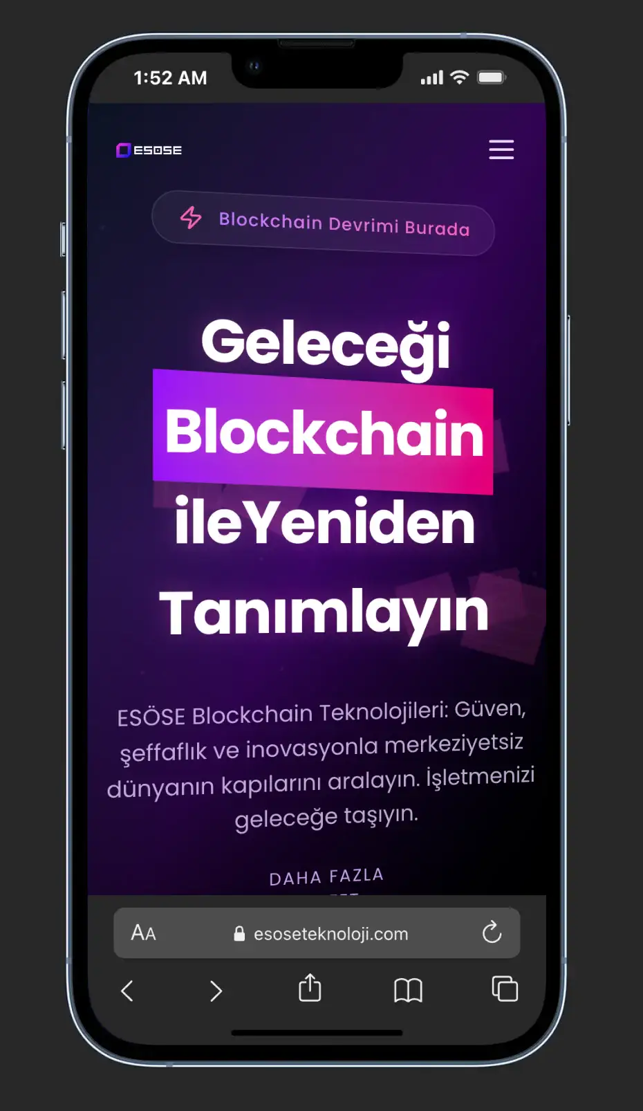 Esose Teknoloji - Blockchain web sitesi ana sayfa